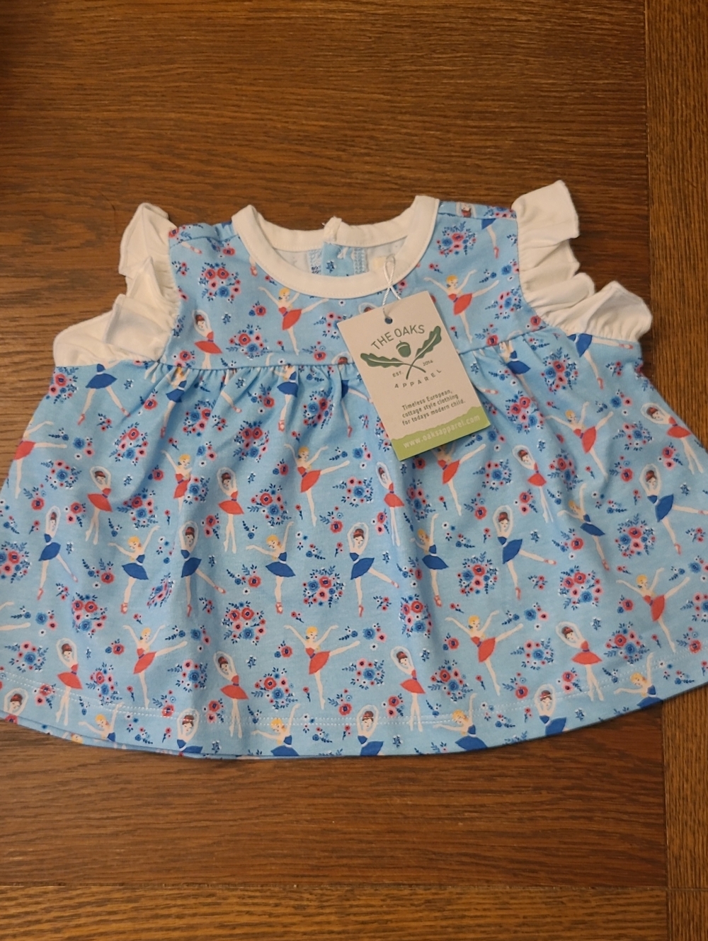 Thr OAKS Blue Ballerina Print Ruffle-Sleeve Top for Kids